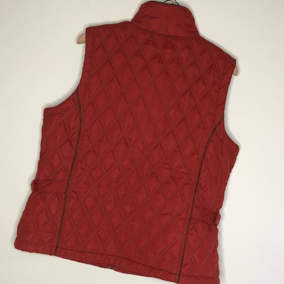 🛍️Orange quilted puffer down vest L Nordstrom Rust Impermeable Platinum - Picture 3 of 6